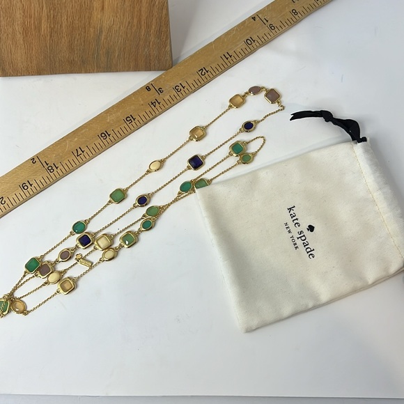 Kate Spade beautiful gold mixed stone long statement necklace - Picture 6 of 6